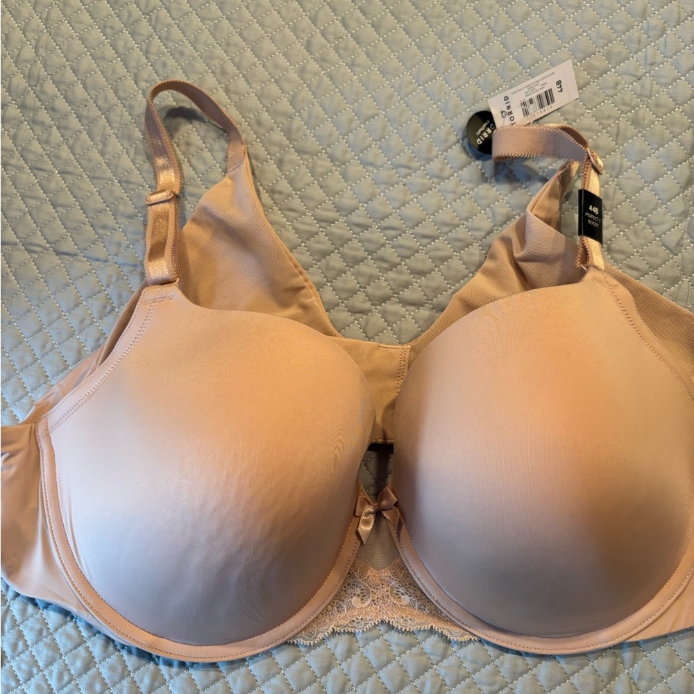 Torrid Tan Perfect back smoothing push up tshirt Bra with Lace Detail